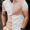 Casual Sports Short Sleeve Color Stitching Turnover Neck Polo Shirt Men Clothing