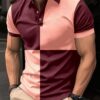 Casual Sports Short Sleeve Color Stitching Turnover Neck Polo Shirt Men Clothing