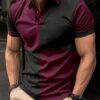 Casual Sports Short Sleeve Color Stitching Turnover Neck Polo Shirt Men Clothing